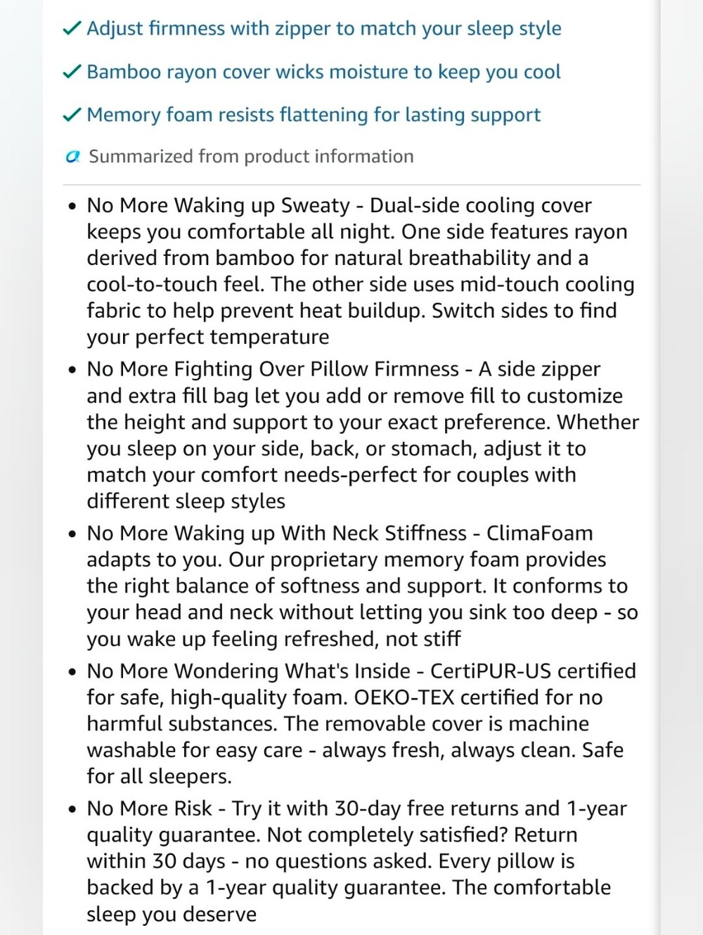 NIB 2 Pack Shredded Memory Foam Pillows Cooling Bamboo Covers Adjustable Loft - Picture 10 of 11